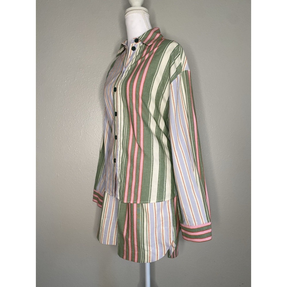 Stine Goya Striped Organic Cotton Set Tie Back Top & High Rise Shorts XXS - Picture 6 of 15